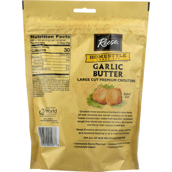 REESE: Homestyle Garlic Butter Premium Large Cut Croutons, 5 Oz - Image 3