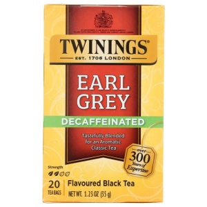 TWININGS OF LONDON: Classics Earl Grey Naturally Decaffeinated, 20 Tea Bags, 1.23 oz