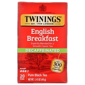 TWININGS OF LONDON: Classics English Breakfast Tea Naturally Decaffeinated, 20 Tea Bags, 1.41 oz