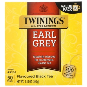 TWININGS OF LONDON: Tea Classics Light Flavour Strength Earl Grey Tea, 50 Tea Bags, 3.53 oz