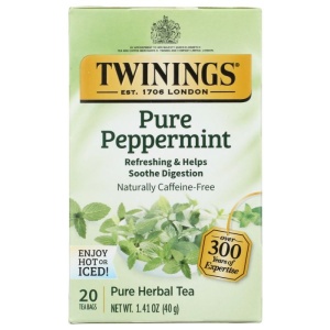 TWININGS OF LONDON: Pure Peppermint Tea Caffeine Free 20 Tea Bags, 1.41 Oz