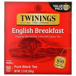 TWININGS OF LONDON: Tea Classics English Breakfast Tea, 50 Tea Bags, 3.53 oz