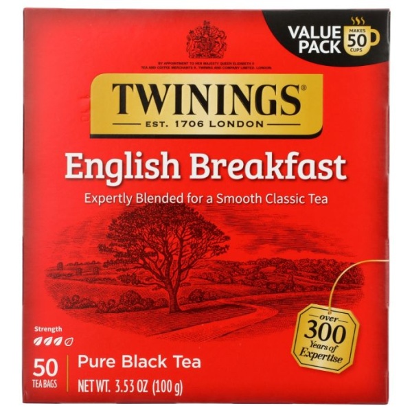 TWININGS OF LONDON: Tea Classics English Breakfast Tea, 50 Tea Bags, 3.53 oz