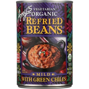 AMY'S: Vegetarian Organic Refried Beans with Green Chiles Mild, 15.4 Oz