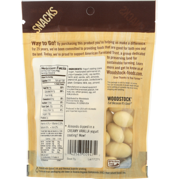 WOODSTOCK: Almonds Yogurt, 8.5 OZ - Image 3