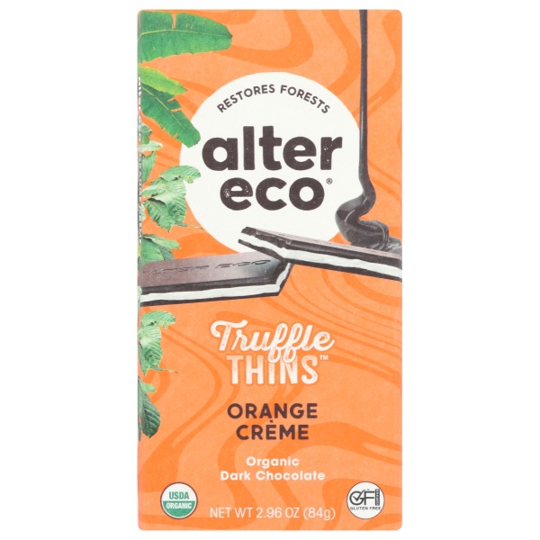 ALTER ECO: Bar Trfl Thin Orang Crme, 2.96 OZ