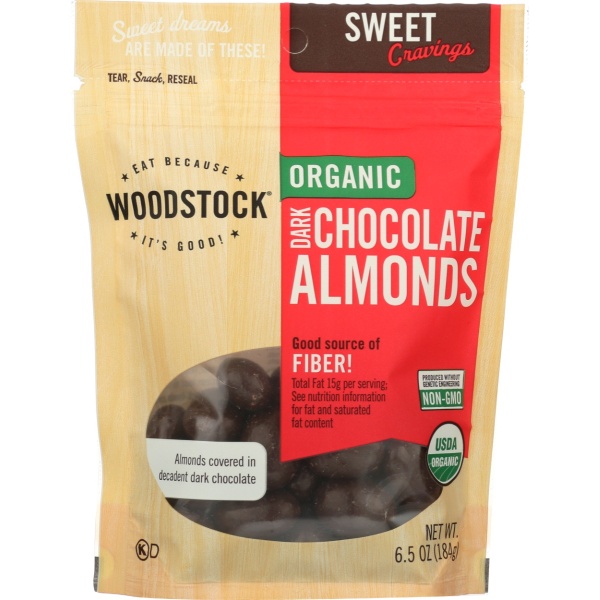 WOODSTOCK: Organic Dark Chocolate Almond, 6.5 oz