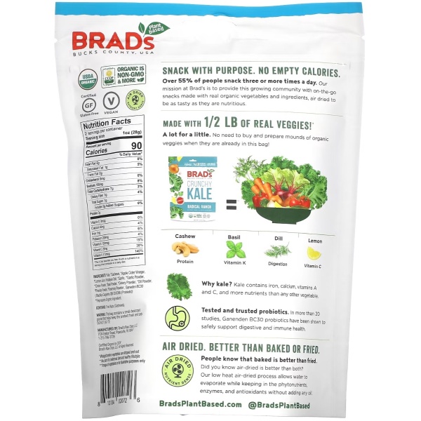 BRADS RAW: Crunchy Kale Radical Ranch with Probiotic, 2 oz - Image 3