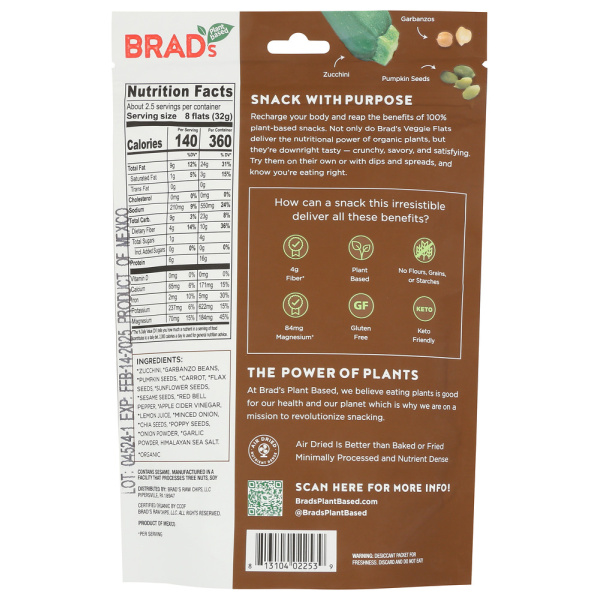 BRADS PLANT BASED: Veggie Flats Everything Zucchini, 3 oz - Image 3