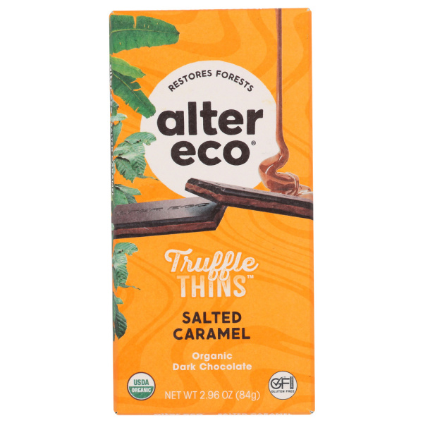 ALTER ECO: Salted Caramel Truffle Thins Chocolate Bar, 2.96 oz - Image 2