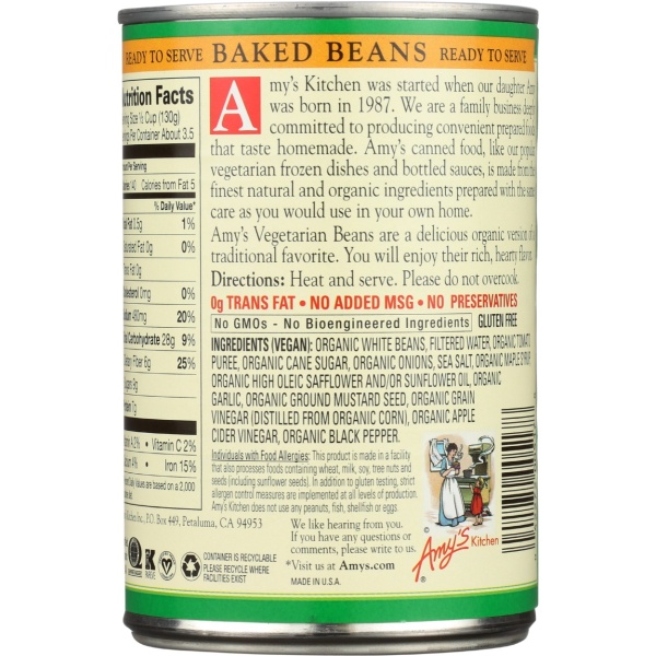 AMYS: Organic Vegetarian Baked Beans, 15 oz - Image 4