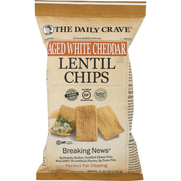 THE DAILY CRAVE: Aged White Cheddar Lentil Chips, 4.25 oz