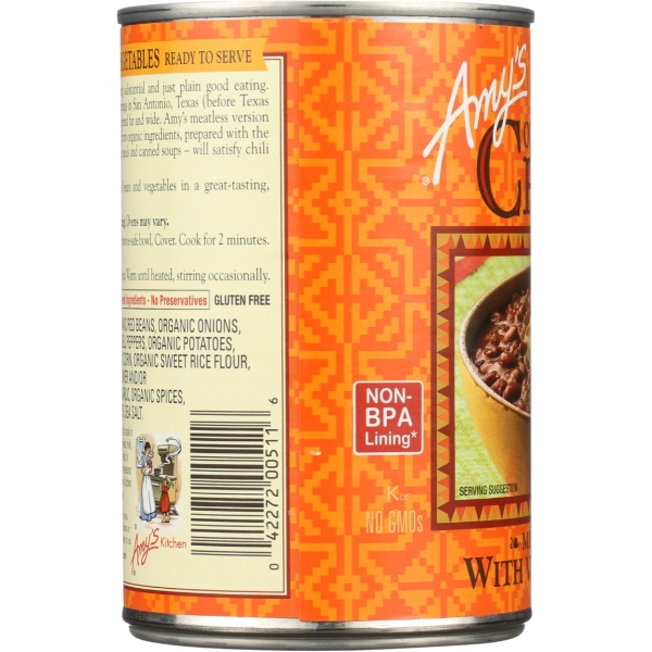 AMYS: Organic Chili With Vegetables, 14.7 oz - Image 2