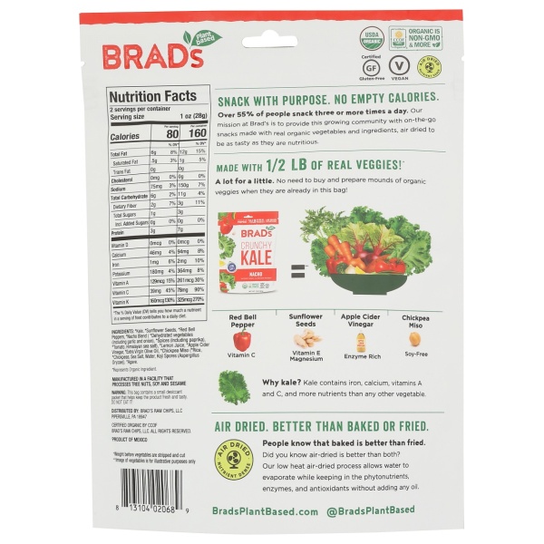 BRADS RAW: Kale Crunchy Nacho, 2 oz - Image 3