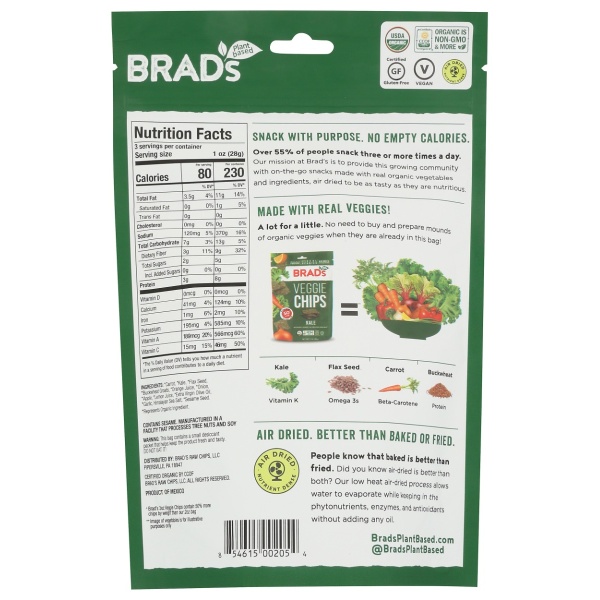 BRAD'S RAW FOODS: Vegan Chips Kale, 3 oz - Image 3