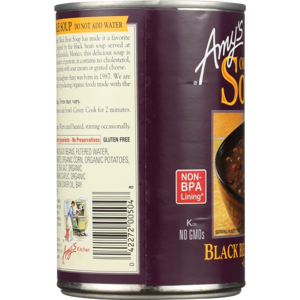 AMYS: Organic Black Bean Vegetable Soup, 14.5 oz - Image 2