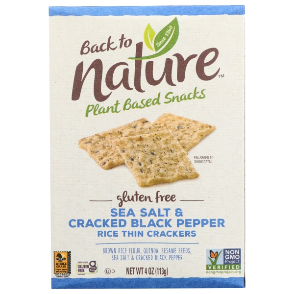 BACK TO NATURE: Cracked Black Pepper Harvest Whole Wheat Crackers, 4 oz