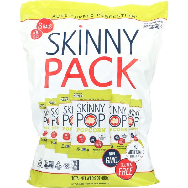 SKINNY POP: Original Popped Popcorn 6Ct, 3.9 oz