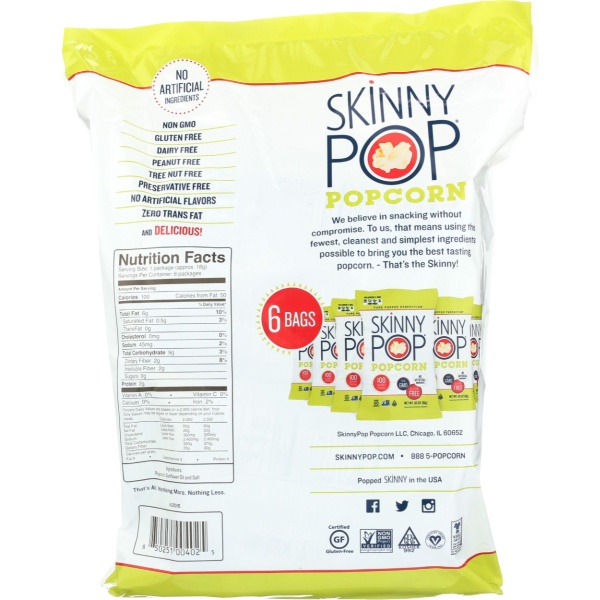 SKINNY POP: Original Popped Popcorn 6Ct, 3.9 oz - Image 4