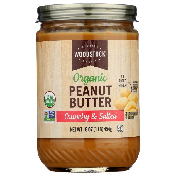 WOODSTOCK: Organic Crunchy Peanut Butter Salted, 16 oz