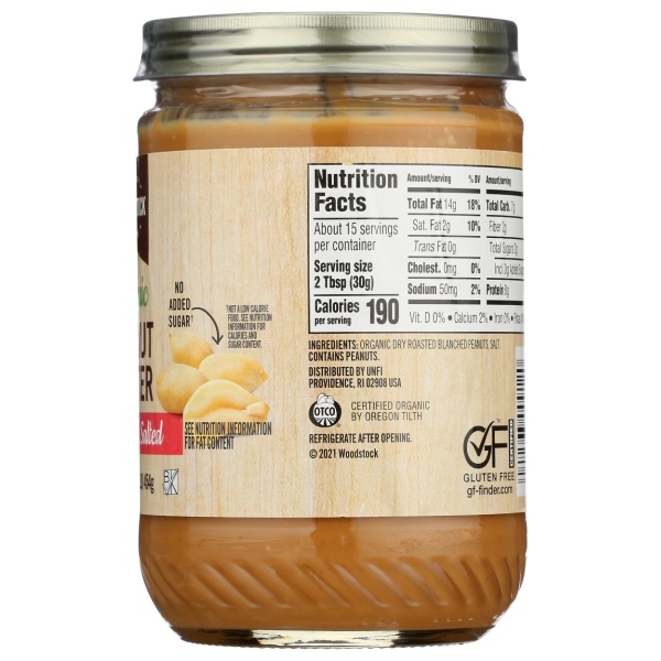 WOODSTOCK: Organic Crunchy Peanut Butter Salted, 16 oz - Image 3