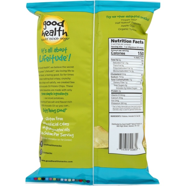 GOOD HEALTH: Avocado Oil Sea Salt Kettle Style Chips, 5 oz - Image 4