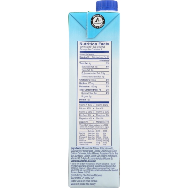 BLUE DIAMOND: Shelf Stable Original Almondmilk Coconutmilk, 32 fo - Image 3