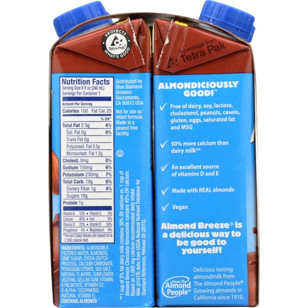 BLUE DIAMOND: Shelf Stable Chocolate Almondmilk 4Pk, 32 fo - Image 2