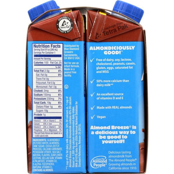 BLUE DIAMOND: Shelf Stable Chocolate Almondmilk 4Pk, 32 fo - Image 3