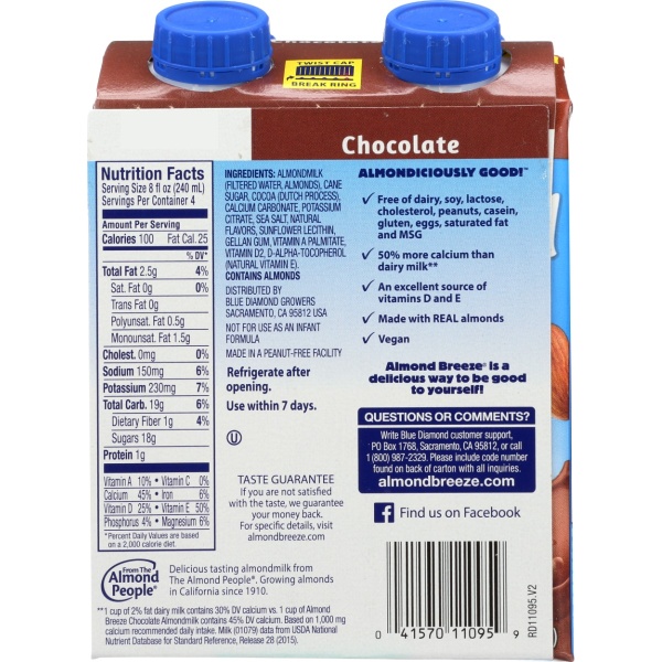 BLUE DIAMOND: Shelf Stable Chocolate Almondmilk 4Pk, 32 fo - Image 4